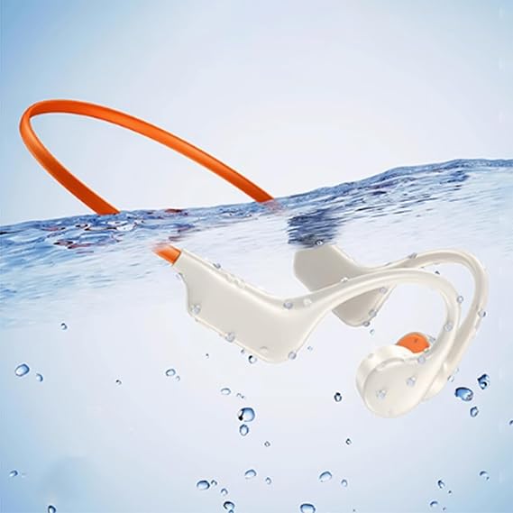 Bone Conduction Headphones 5.3 Open Ear Headphones,Bone Conduction Earphones IPX8 Waterproof with Mic,Built-in 32GB MP3,8 Hours Battery Waterproof Headphones for Swimming,Gym White