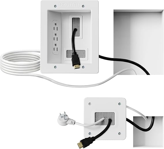 Mount-It! in-Wall TV Cable Concealer Kit with Recessed Power Triple Outlet, 9ft Cord, and Hand Saw Easy, Safe Cable Management for Organized TV and Home Theater Setups