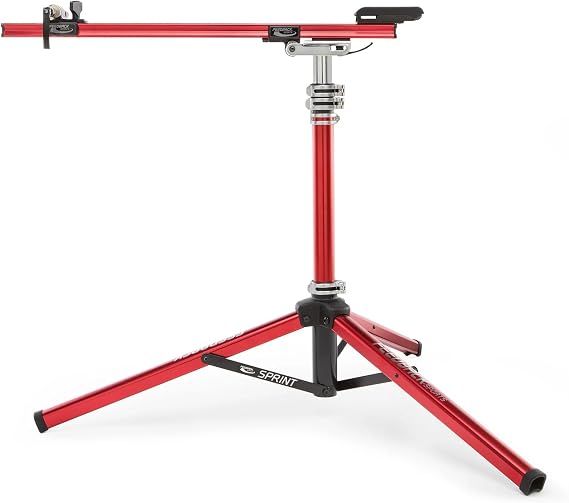 Feedback Sports Sprint Bike Repair Stand, Compact Bike Workstand, Red
