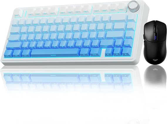 AULA Wireless Keyboard and Mouse Combo, F75 Pro Mechanical Keyboards,75% Gasket Hot Swappable Custom Keyboard+SC580 Wireless Gaming Mouse Black