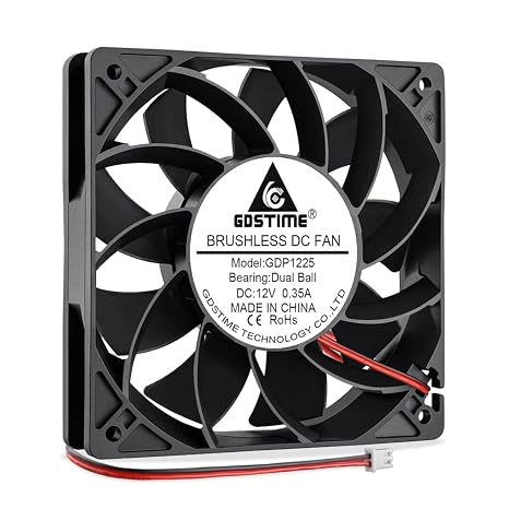 GDSTIME 120mm Fan 2 Pin Computer 12V Fan Dual Ball Bearing 3000 RPM