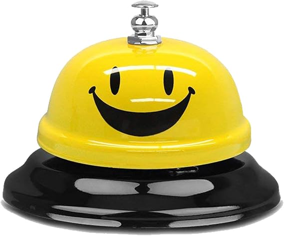 Call Bell - Lovely Smile Face Desk Service Bell for Restaurant, Hotel, Kitchen, Party, Office, Elderly - Large, Cute, Yellow, 3.3 inch