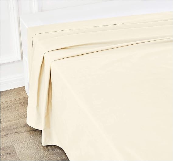 Xtream Fabric 600 Thread Count Cotton-Cal King Ivory Solid Flat Bed Sheet with 2 Pillow Cases Xtreme Design 100% Long Staple Combed Cotton,Breathable Super Soft Comfortable Flat Bed Sheets