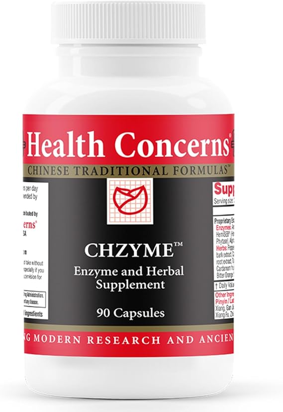 Health Concerns Chzyme - Enzyme & Herbal Supplement for Digestion, Bloating, Qi Balance Proprietary Enzyme & Herb Blend 90 Capsules, 45 Servings
