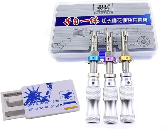 HUK 7 Pin Tubular Lock Pick Adjustable 7.0mm 7.5mm and 7.8mm 3 Piece Set