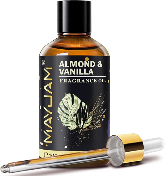 MAYJAM Almond & Vanilla Fragrance Oil for Diffusers, 100ML/3.38FL.OZ | Long Lasting Scents Diffuser Oil for Home, Almond Vanilla Essential Oil for Soap Candle Making