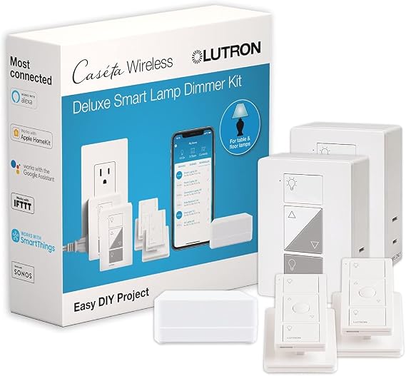 Lutron Caseta Deluxe Smart Lamp Dimmer Starter Kit: 2 Lamp Dimmes & More