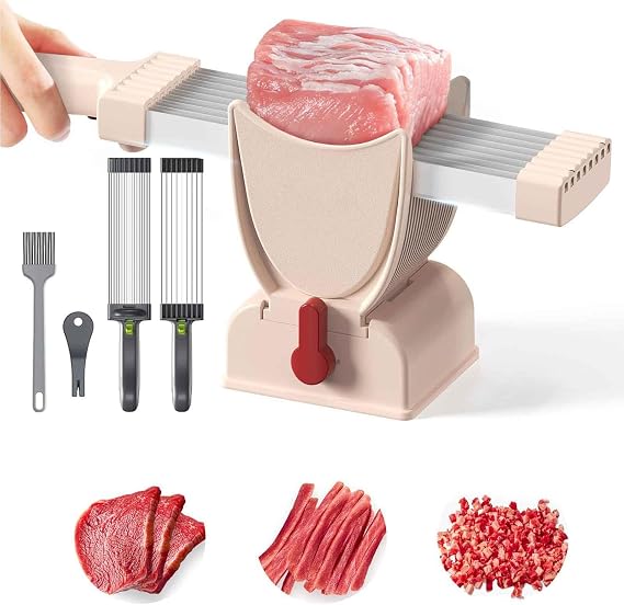 Meat Slicer Machine For Home With Sharpener, One Cut 18 Slices, 2-4mm Thickness Adjustable For Meat Slicing Shredding, Not For Frozen Or Deil Meat(Color:White)