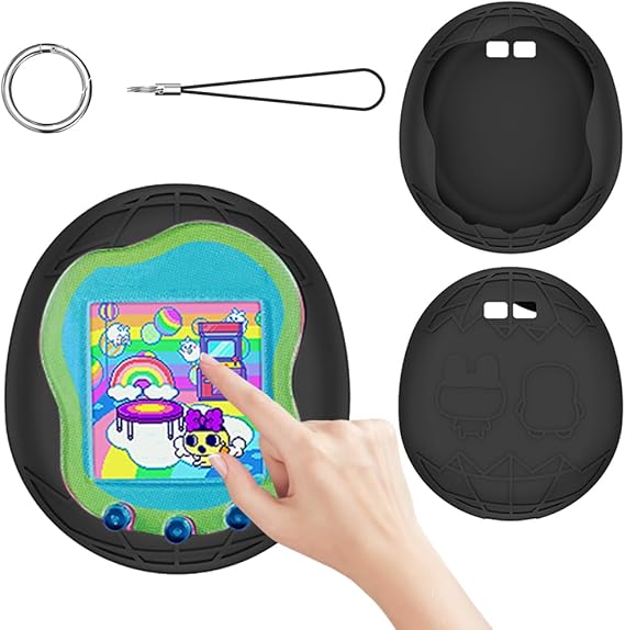 Silicone Case Replacement Compatible with Tamagotchi Uni, Anti-Drop Soft Cover for Tamagotchi Uni Accessories Case with Finger Lanyard (Bag Only