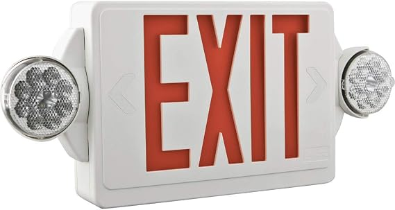 Lithonia Lighting Quantum Red LED Combo Exit/Emergency Light with Back-Up Battery, White #LHQMSW1R 120/277