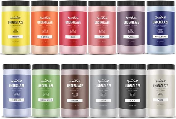 Speedball 001080 Underglaze Deluxe School Pack, 12-Pack, 16 oz, Multicolor