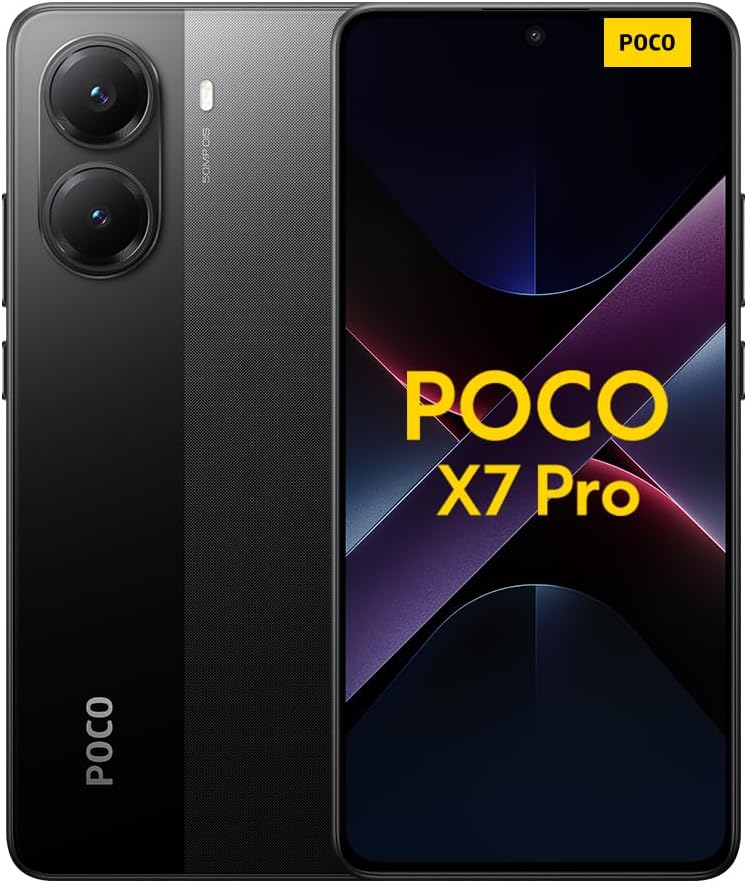 Xiaomi POCO X7 Pro smartphone, 8256GB, black, 50MP main camera with OIS, 6000mAh typ battery with 90W HyperCharge, IP68, AI features no charger included,