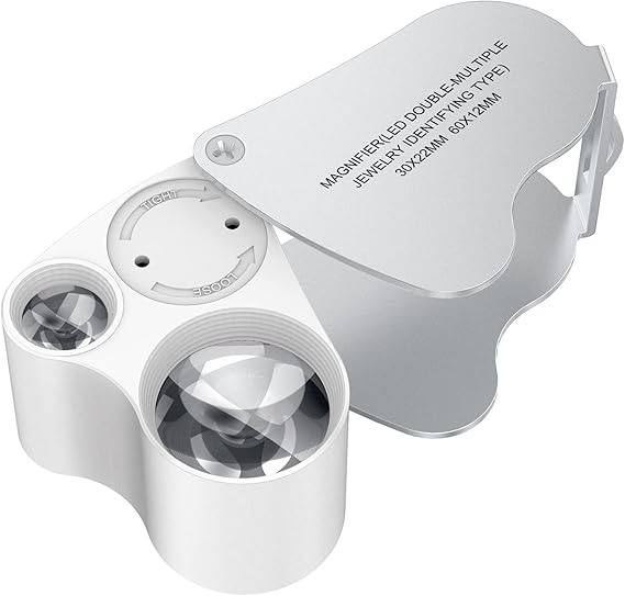 SOME 30 x 60 x Jeweler Magnifier with LED Light - For Jewelry, Gems, Rocks, Stamps, Coins, Antiques, Models and Photos