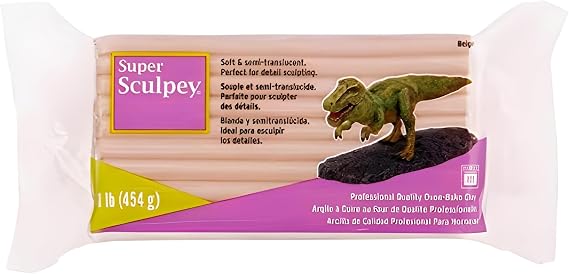Super Sculpey Beige Polymer Clay - 1 lb Soft Oven Bake Sculpting Clay