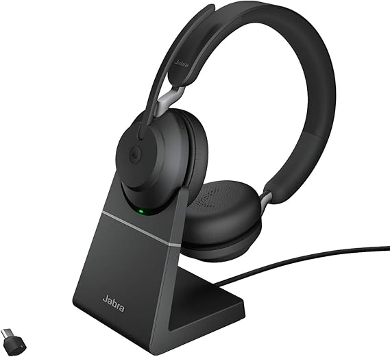 Jabra Evolve2 65 - USB-C MS Teams Stereo with Charging Stand - Black Wireless Headset/Music Headphones
