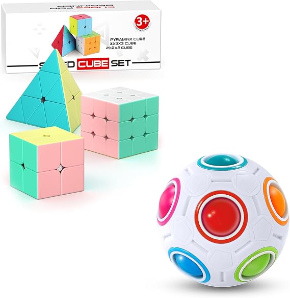 Vdealen 2x2x2 3x3x3 Pyramid Macaron Speed Cube & Magic Rainbow Puzzle Ball