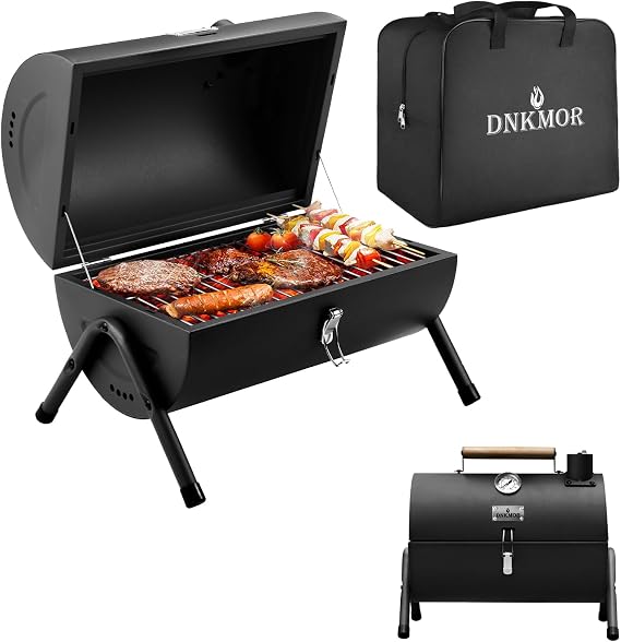 Charcoal Grill for Outdoor BBQ Smoker Portable Tabletop BBQ Grill,Black