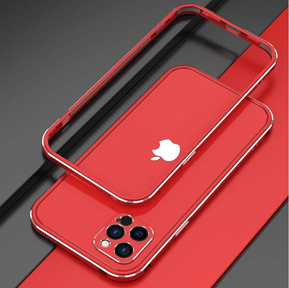 Luxurious Metal Bumper for iPhone12mini, Ultra Thin Aluminum Metal Frame case with Soft Lining Provides Anti Falling and Shockproof Protection (iPhone12 Mini 5.4", Red)