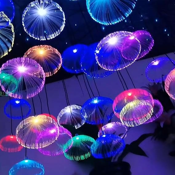 12V LED Fiber Optic Lights Cherry Flower Ceiling Trees Spider Chandeliers 1.2M for Party Hotel Christmas Decoration Indoor Outdoor 10pcs Jellyfishs
