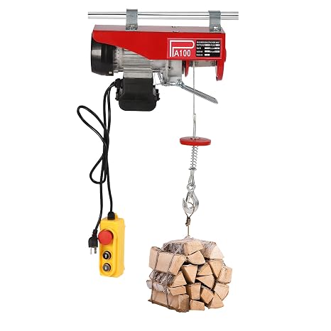 Electric Hoist, 220lbs Electric Winch 110V Electric Lift with Remote Control & Single/Double Slings for Lifting in Factories, Warehouses, Construction Site, Mine Filed