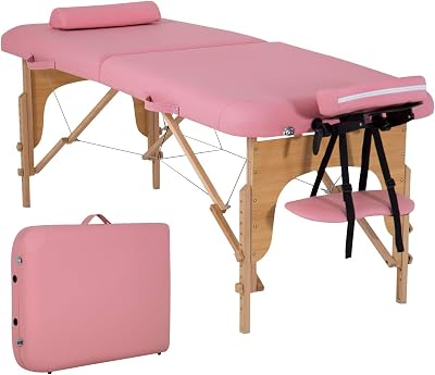 BestMassage Massage Bed Portable Massage Table 28 inch Wide Lash Bed Height Adjustable 2 Folding Spa Table with Half Bolster Oxford Bag for Spa Footmassage Facial CareSpa Tattoo