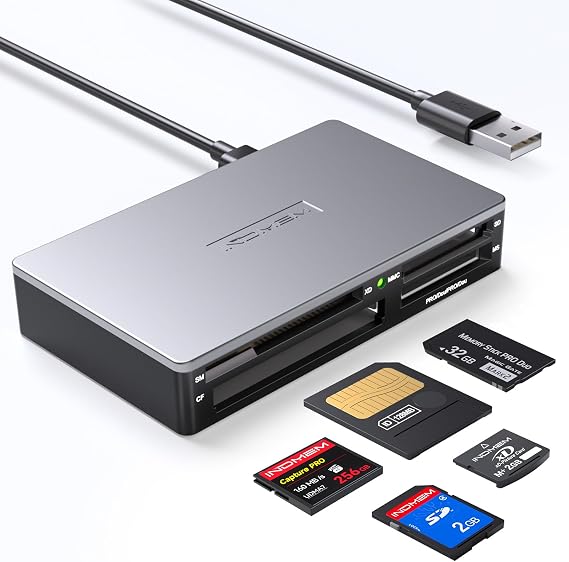 SmartMedia Card Reader Writer All-in-1 USB Universal Multi Card Adapter Slim Hub Read Smart Media, xD, SD, SDHC, SDXC, UHS-I, MMC, MS Pro Duo, CF, MD, Camera Flash Memory Cards For Windows, Mac, Linux