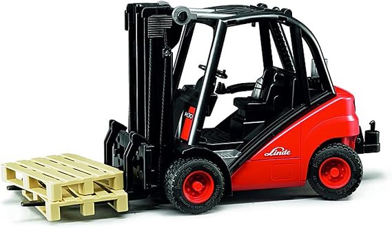 Bruder 02511 Linde Forklift H30D with 2 Pallets, 1:16 Scale Forklift Toy | 1:16 scale, trailer hitch, made in Germany, ages 3+