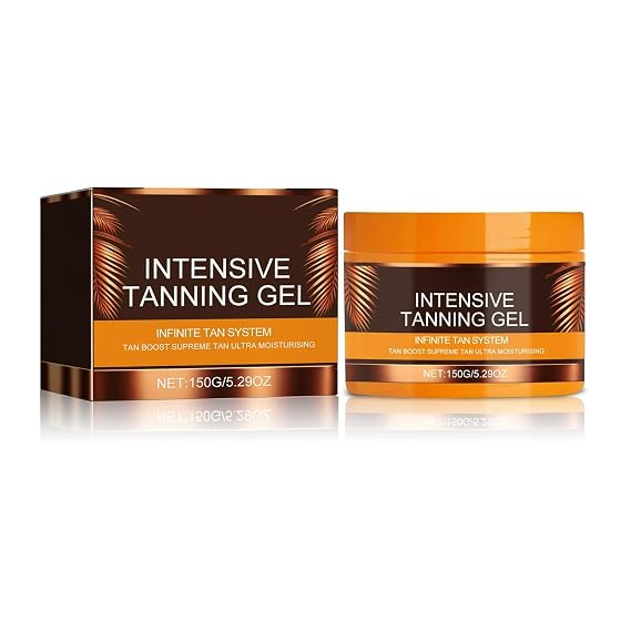 Intensive Tanning Gel, Sun Tanning & After Sun Repair Gel, Lightweight Non-Greasy for Beach Use, Achieves Smooth Natural Bronze Wheat Tan, 150 g/5.29 oz