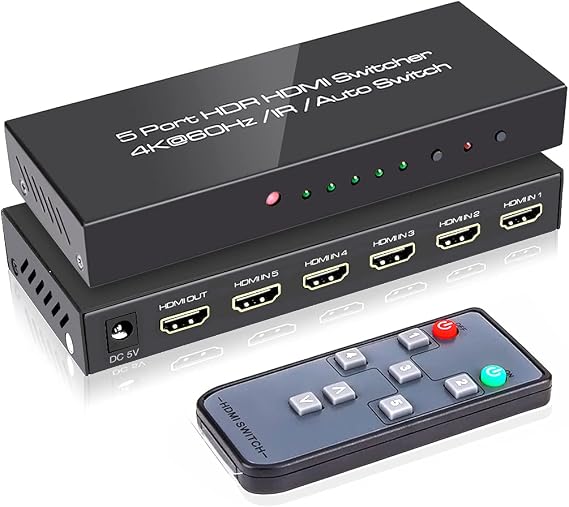 ROOFULL 5 Port 4K HDMI 2.0 Switch with Remote