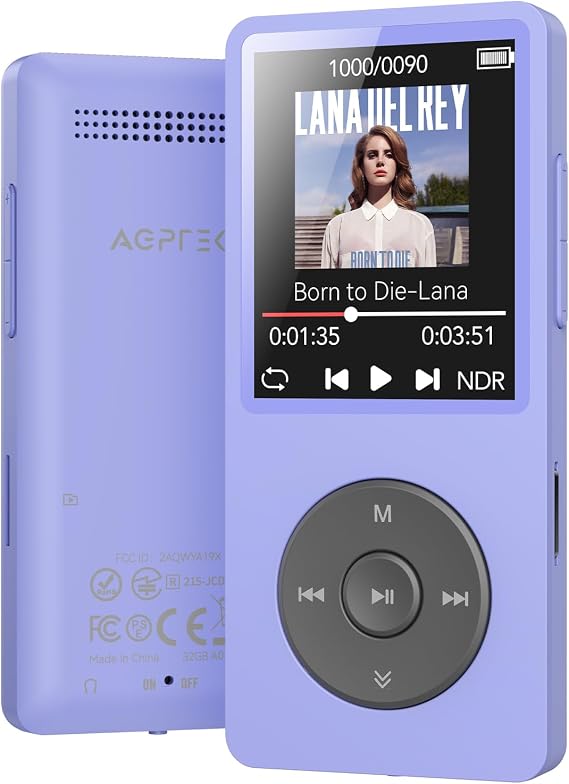 AGPTEK 32GB MP3 Player Bluetooth 5.3 Purple