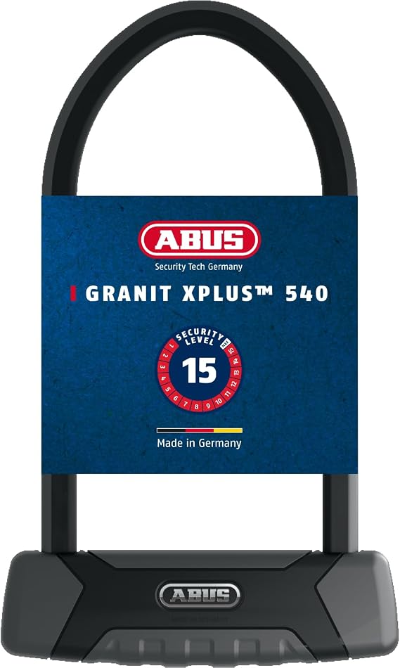 ABUS Granit XPlus 540 Shackle Lock + EaZy KF Bracket - Bicycle Lock with Strong Parabolic Shackle - ABUS Security Level 15