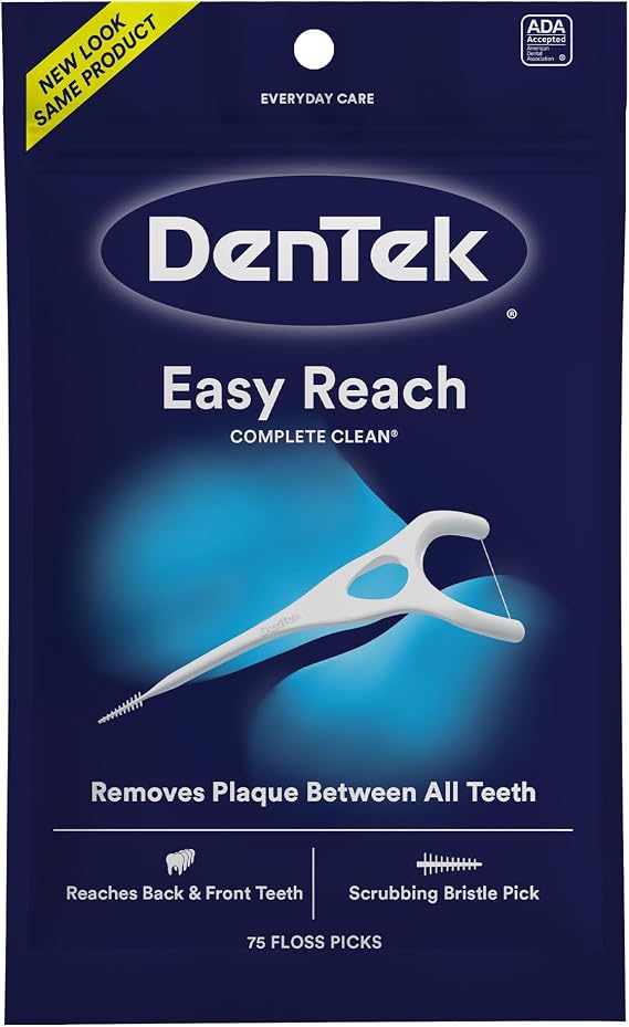 Dentek Floss Picks, Easy Reach for Complete Clean, 75 Count