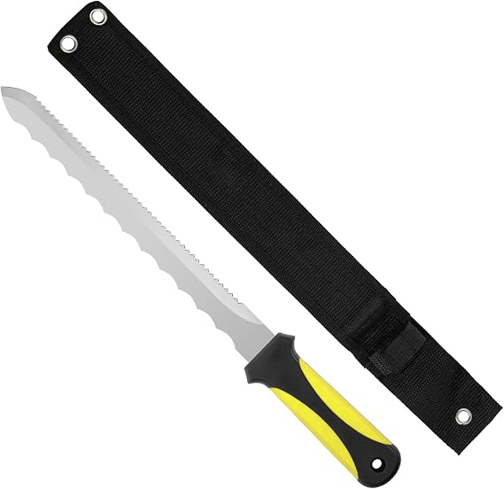Sod Cutter knife: Insulated knife 11.14-inch sod knife blade, Stainless Steel double-edged for outdoor, Lawn Repair, easy to carry (yellow)