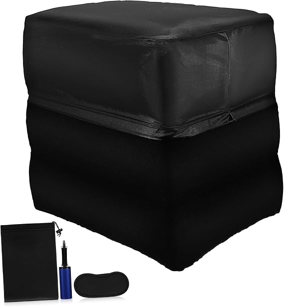Yardwe Inflatable Foot Rest for Airplane Car Leg Pillow Air Pump Travel Accessories Soft Portable Airplane Pillow