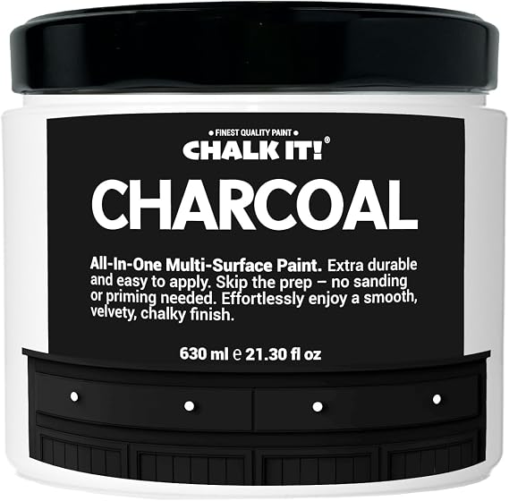 CHALK IT! All-in-One Multi-Surface Chalk Paint for Furniture & Cabinets - No Sanding, No Primer, Built-In Top Coat Water-Based, Low-Odor, Fast-Drying, Matte Finish Charcoal