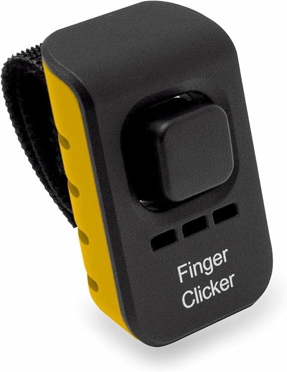 E-Collar Educator FT-330 Finger Clicker Dog Training Tool, Yellow | 4 Adjustable Sound Levels, Velcro Finger Strap, Manual Clicker for Dog Training, Yellow