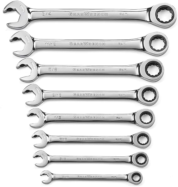 GEARWRENCH 8 Pc 72T Open End Ratcheting Combination SAE Wrench Set | 85599