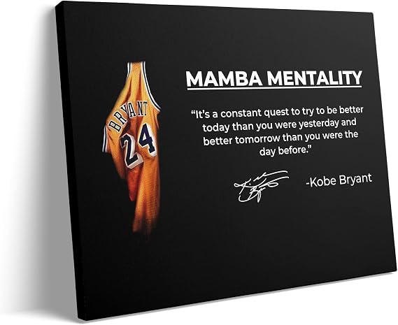 YIVIVEN Kobe Bryant Framed Poster 16"x20", Mamba Mentality Canvas Wall Art
