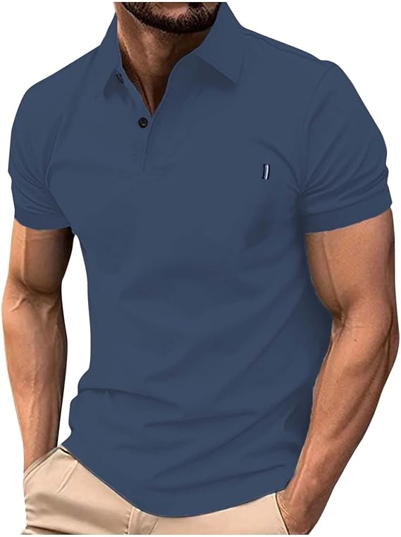 Men's Polos Shirts Short Sleeve Golf Shirt Lightweight Solid Collared Tshirt Causal Pullover Tops Regular Fit Tee