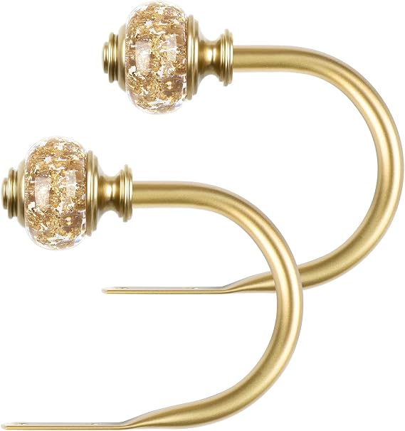 USFOOK Gold Curtain Holdbacks, Decorative Drapery Tiebacks, 2 Pack/1 Pair