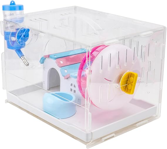 Acrylic Hamster Villa Cage Set, Single Layer, Portable Design