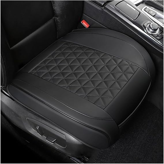 Augeny Car Front Bottom Seat Cover, Leather Auto Front Seat Full Wrap Protection Cushion, Anti-Slip Seat Cover Pad Fit for 95% Vehicles, Universal Interior Car Accessories (Black)