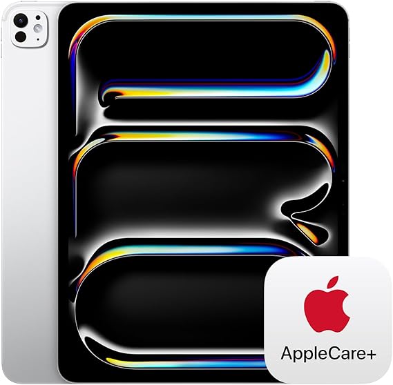 Apple iPad Pro 13-Inch (M4): Ultra Retina XDR Display, 1TB, Landscape 12MP Front Camera/12MP Back Camera, Wi-Fi 6E, Face ID, All-Day Battery Silver With AppleCare+ (2 Years)
