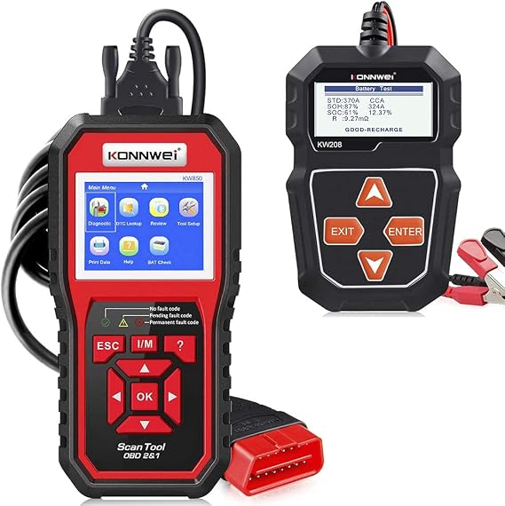 KONNWEI KW850 OBD2 Scanner + KW208 12V Battery Tester