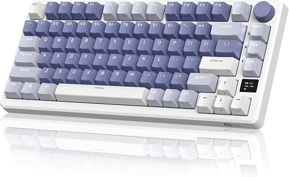 RK ROYAL KLUDGE M75 Gaming Keyboard Wireless, Mechanical Keyboard, 2.4GHz Wireless/Bluetooth/USB-C Wired English Gaming Keyboard 75%, 81 Keys with OLED Smart Display and Knob, RGB, Brown Axis