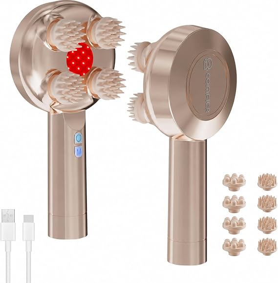 COMFIER Handheld Scalp Massager, Cordless Head Massager with Red Light