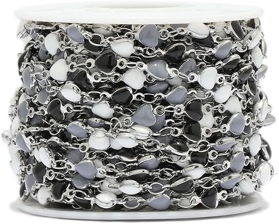 GIOTEL Beading 1 Meter Stainless Steel Heart Chains Suitable for DIY Necklaces Bracelets Anklets Link Chain Findings Jewelry Making Accessories Bulk Jewelry Production Chain (Color : Steel Grey)