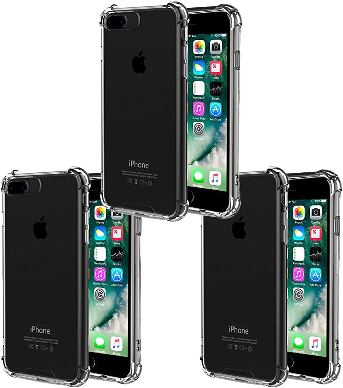 3Pack Clear Gray Case Compatible with iPhone 78 Plus,Shock-Absorbing TPU Case Flexible Ultra-Thin Protective Shock-Absorption Bumper Anti-Scratch Heavy Duty Absorption Technology Bumper