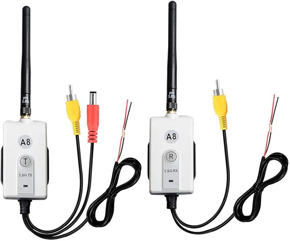 5.8 GHz Wireless Video Transmitter and Receiver Kit for The Vehicle Backup Camera and Car Rear View Parking Monitor