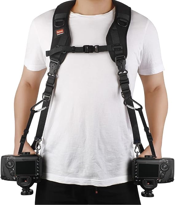 ZTO ztowoto Camera Strap Double Shoulder Strap Harness Quick Release Adjustable Dual Camera Tether and Safety Tether for DSLR SLR Camera (ztowoto-1)